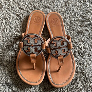 Tory Burch Tan and Black Sandals